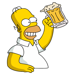 Homer Simpson Holding beer Duff logo